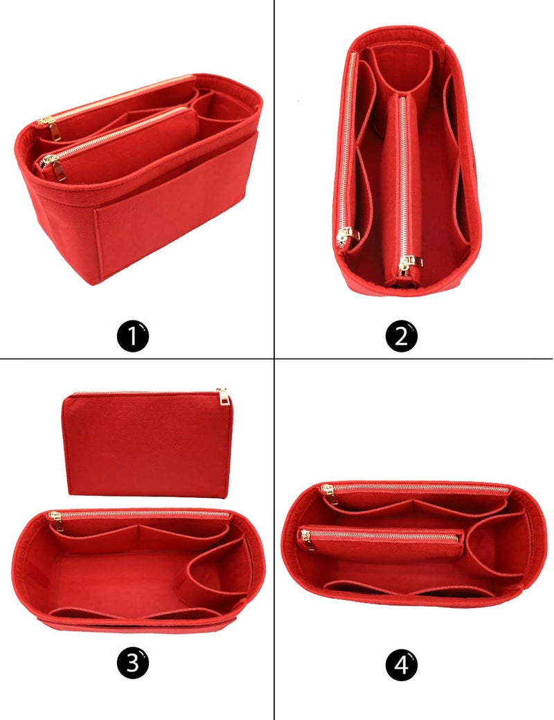 LEXSION Purse Organizer,Felt Bag Organizer Insert Purse Organizer For LV Speedy,Neverful,Tote,Handbag,Shaper 8023 Red L, 2-Red, L - Image 3